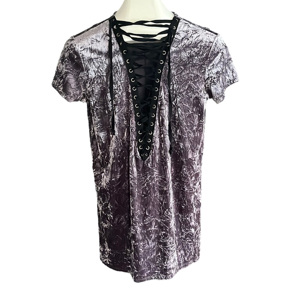 🎈S54 Fashion Nova lace up velvet shirt/mini dress